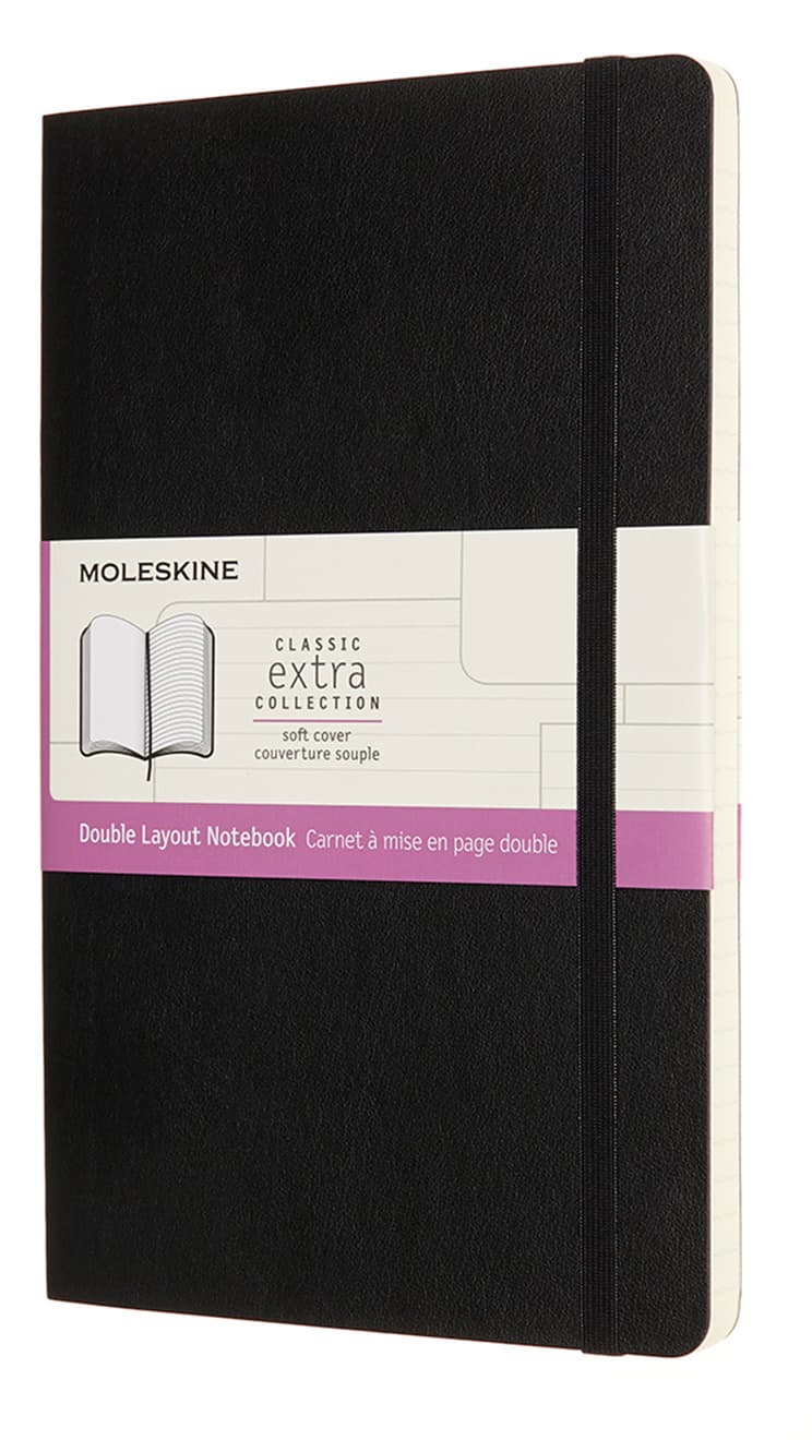 Блокнот Moleskine CLASSIC SOFT DOUBLE Large 130х210мм 192стр. линейка/нелинованный мягкая обложка черный