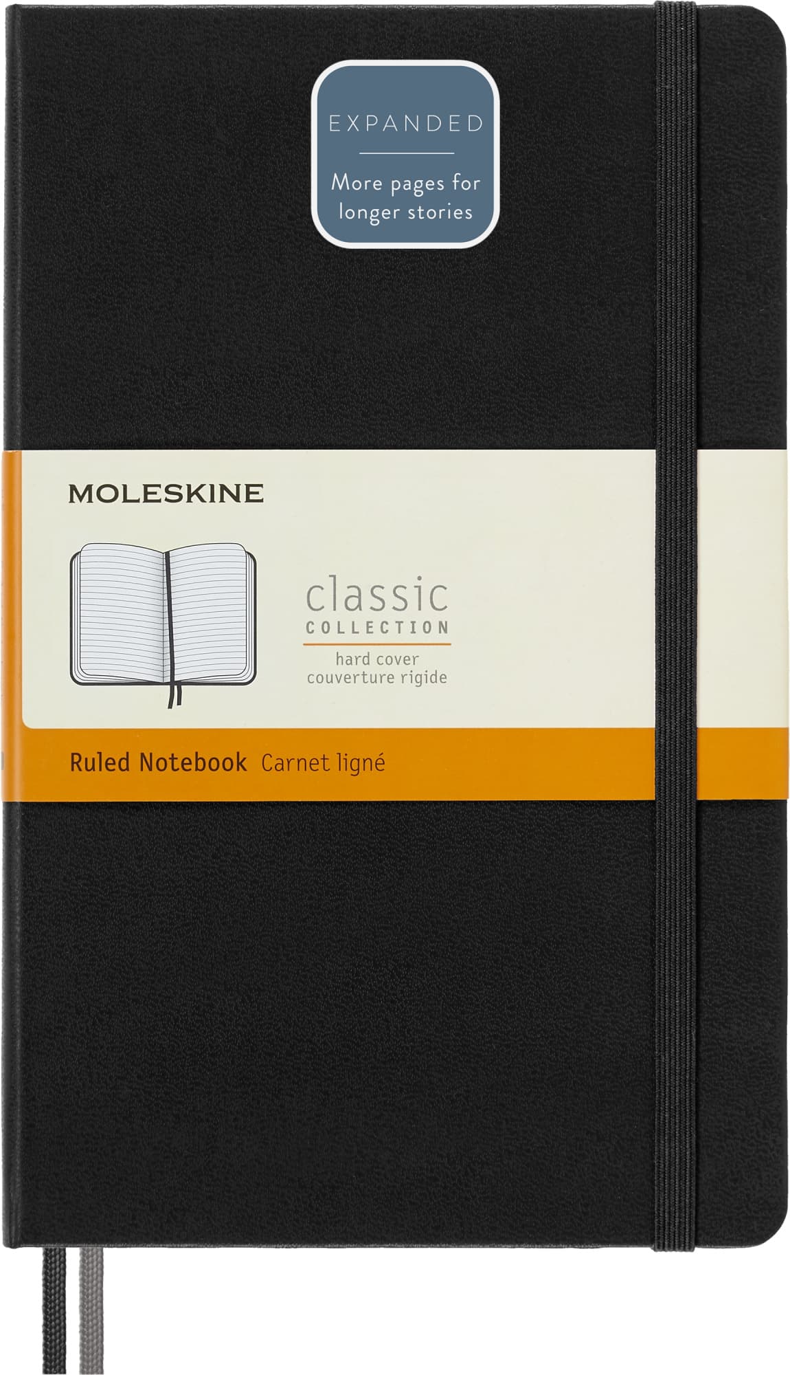 Блокнот Moleskine CLASSIC EXPENDED Large 130х210мм 400стр. линейка твердая обложка черный