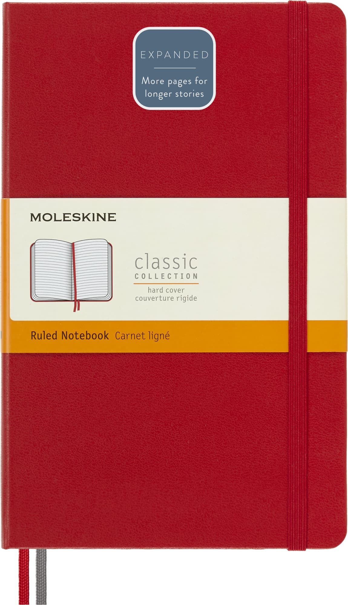 Блокнот Moleskine CLASSIC EXPENDED Large 130х210мм 400стр. линейка твердая обложка красный