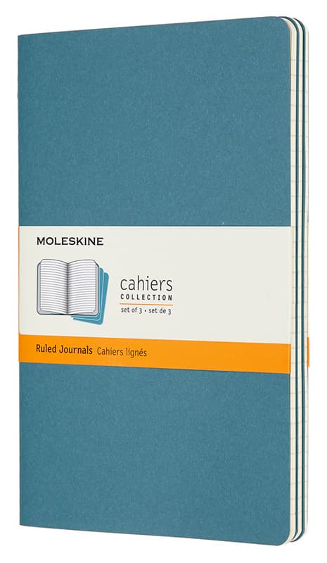 Блокнот Moleskine CAHIER JOURNAL Large 130х210мм обложка картон 80стр. линейка голубой (3шт)