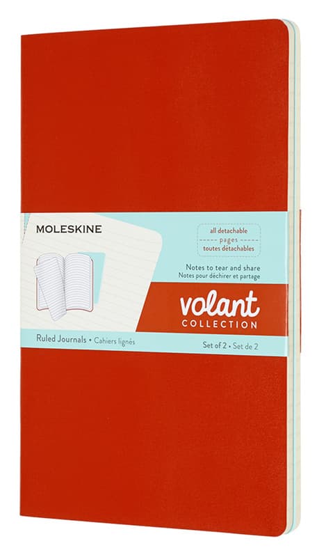 Блокнот Moleskine VOLANT Large 130х210мм 96стр. линейка мягкая обложка оранжевый/голубой (2шт)
